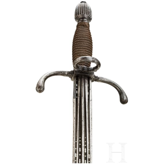A German left hand dagger with pierced blade, circa 1600