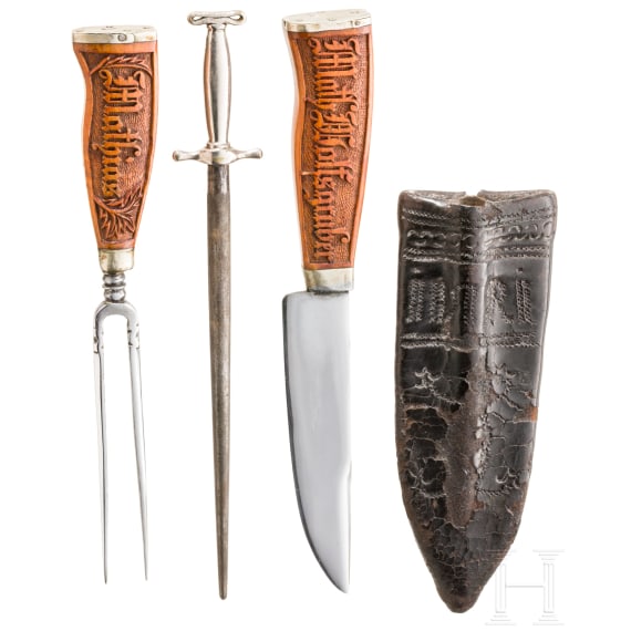 An Alpine carter's cutlery set with carved handles, 2nd half of the 19th century