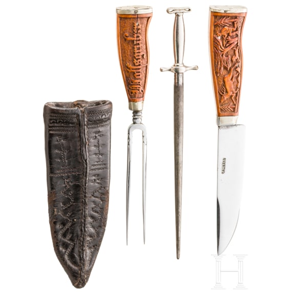 An Alpine carter's cutlery set with carved handles, 2nd half of the 19th century