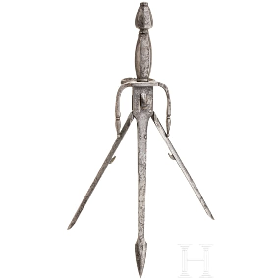 A German left-hand dagger with spring blade, historicism in the style of circa 1600, 19th century