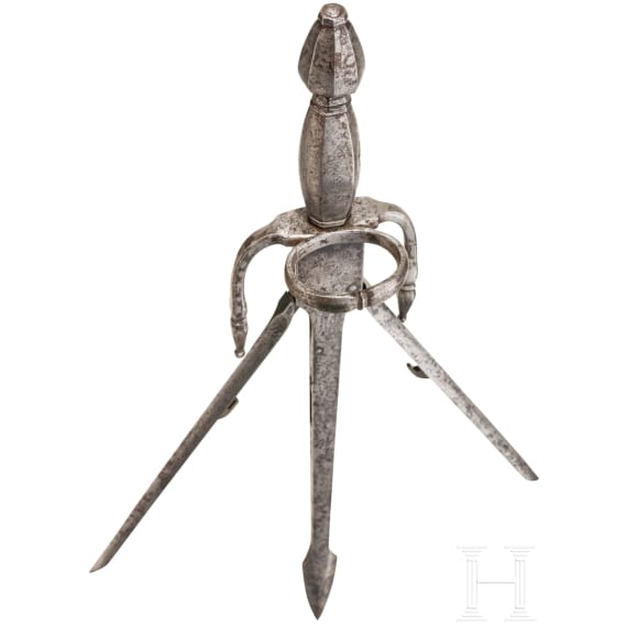 A German left-hand dagger with spring blade, historicism in the style of circa 1600, 19th century