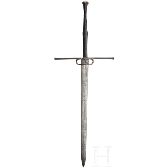 A southern German or Swiss two-handed combat sword with late Gothic blade, circa 1540/50