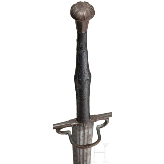 A southern German or Swiss two-handed combat sword with late Gothic blade, circa 1540/50
