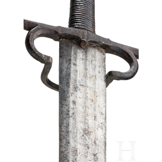 A southern German or Swiss two-handed combat sword with late Gothic blade, circa 1540/50