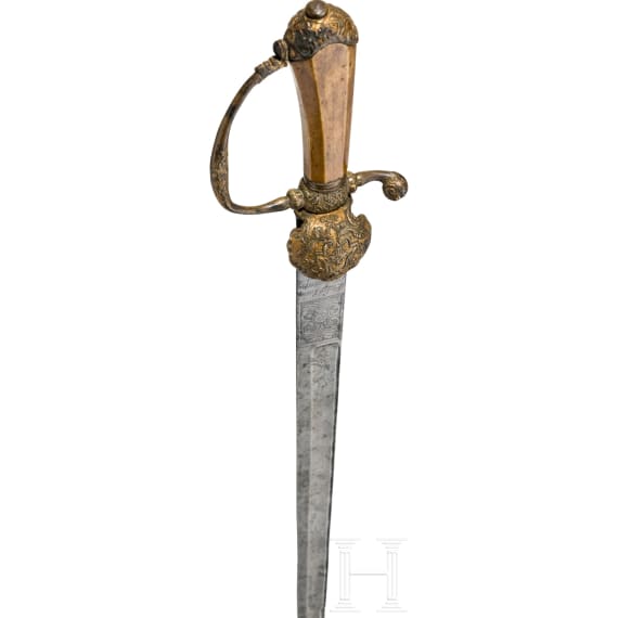 A hunting hanger with gilt guard, Pieter Loos in Amsterdam, circa 1750