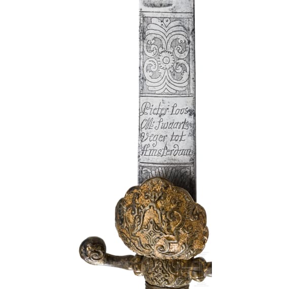 A hunting hanger with gilt guard, Pieter Loos in Amsterdam, circa 1750