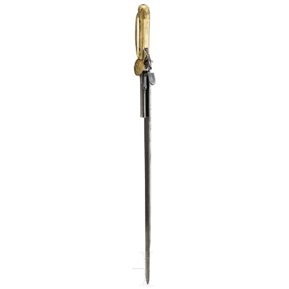 A flintlock hunting hanger with brass hilt, circa 1770