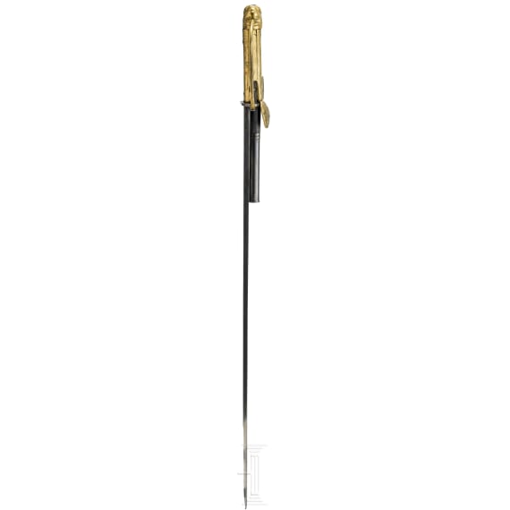 A flintlock hunting hanger with brass hilt, circa 1770