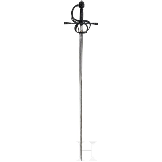 A significant German rapier with chiselled d&eacute;cor, circa 1610