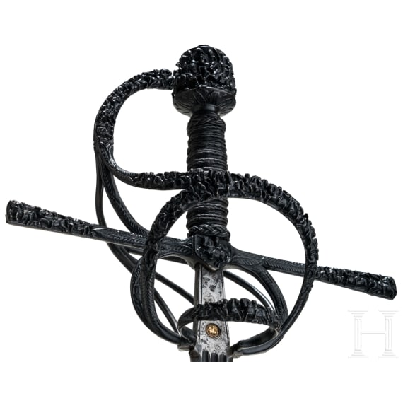 A significant German rapier with chiselled d&eacute;cor, circa 1610