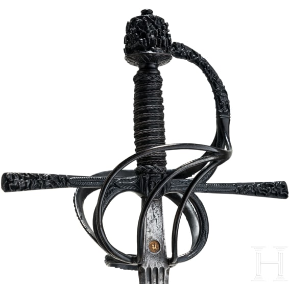 A significant German rapier with chiselled d&eacute;cor, circa 1610