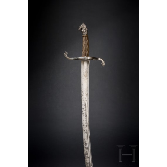 A Swiss sabre with lion head pommel, circa 1620