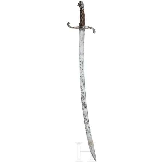 A Swiss sabre with lion head pommel, circa 1620