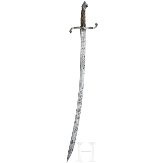 A Swiss sabre with lion head pommel, circa 1620