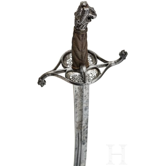A Swiss sabre with lion head pommel, circa 1620