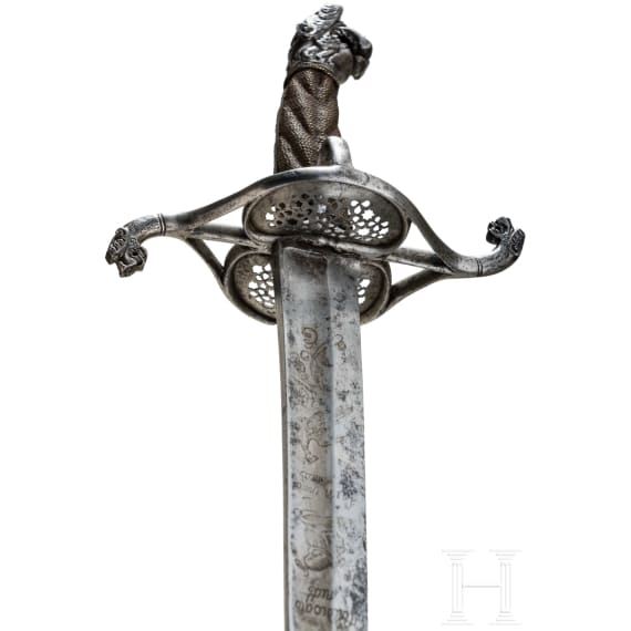 A Swiss sabre with lion head pommel, circa 1620