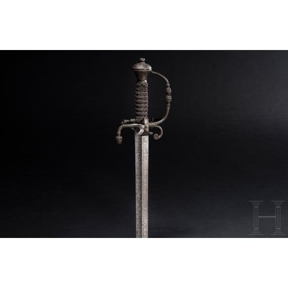 A southern German officer's campaign sword with cut pinecone d&eacute;cor, presumably Augsburg, circa 1660