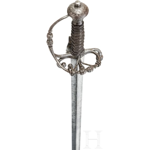 A southern German officer's campaign sword with cut pinecone d&eacute;cor, presumably Augsburg, circa 1660