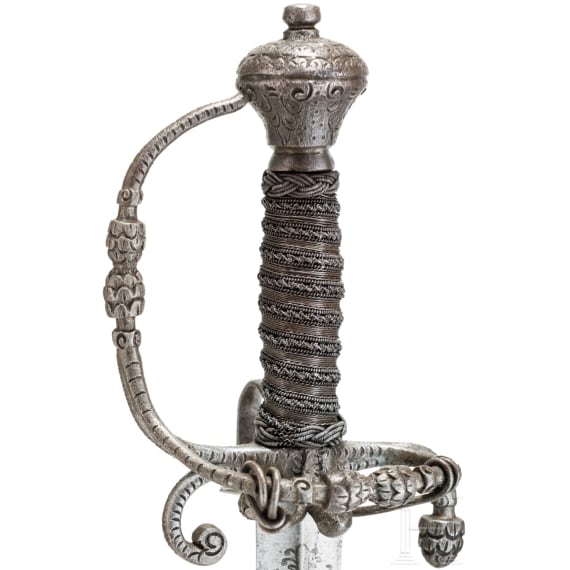 A southern German officer's campaign sword with cut pinecone d&eacute;cor, presumably Augsburg, circa 1660