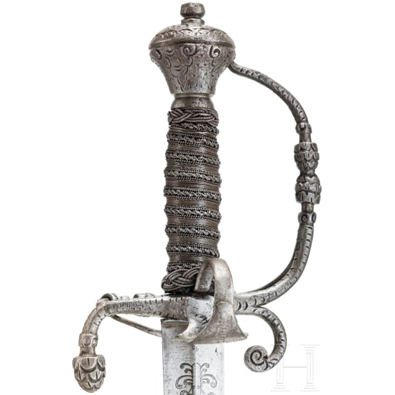 A southern German officer's campaign sword with cut pinecone d&eacute;cor, presumably Augsburg, circa 1660