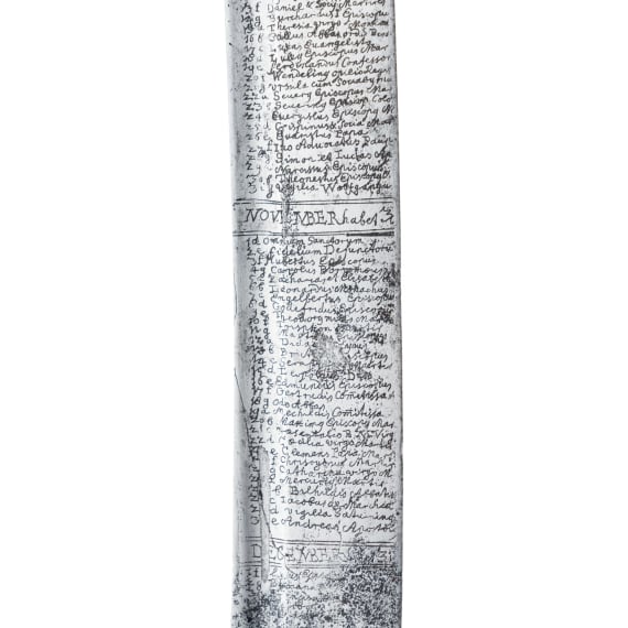 A German campaign sabre with a fine calendar blade, dated 1685