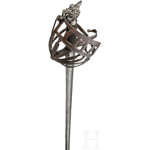 A significant Italian silver-mounted officer's schiavona with Prussian sword blade, 17th/18th century