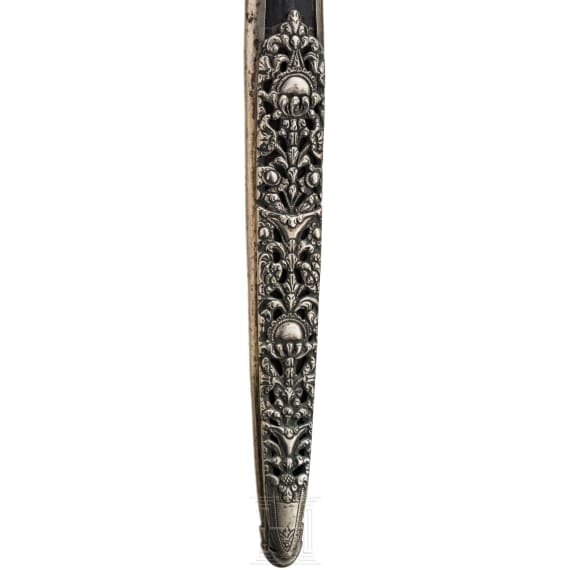 A significant Italian silver-mounted officer's schiavona with Prussian sword blade, 17th/18th century