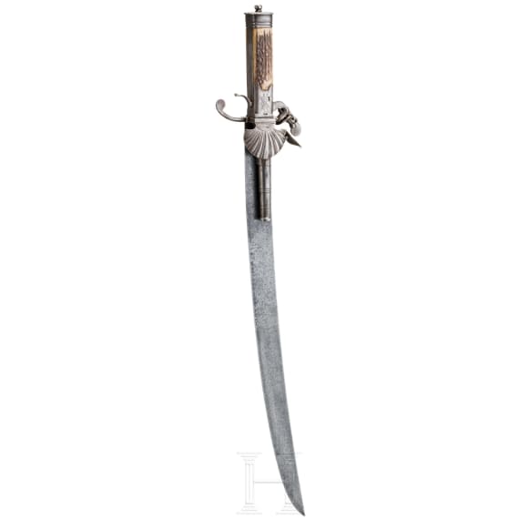 A hunting hanger with integrated flintlock pistol, Birmingham, circa 1800