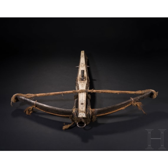 A heavy crossbow by Johann Gottfried H&auml;nisch the Elder (1696 - 1778), Dresden, dated 1717