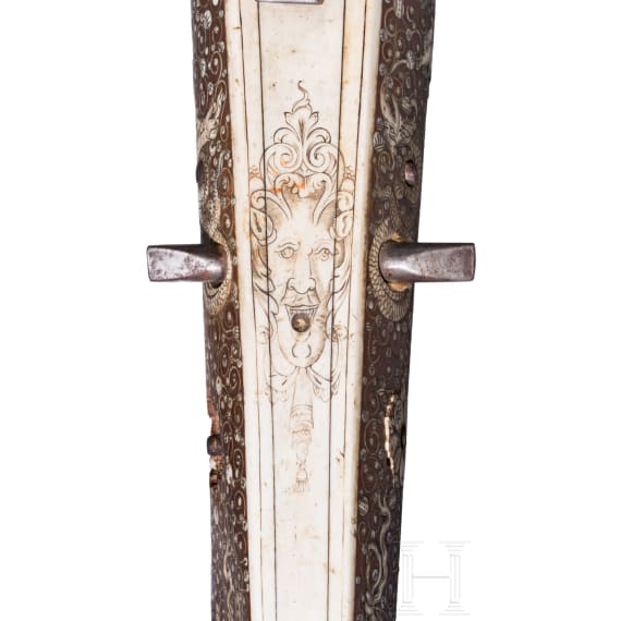 A heavy crossbow by Johann Gottfried H&auml;nisch the Elder (1696 - 1778), Dresden, dated 1717