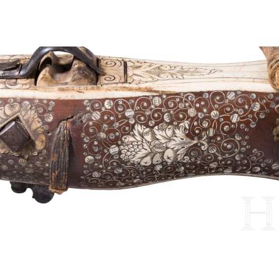 A heavy crossbow by Johann Gottfried H&auml;nisch the Elder (1696 - 1778), Dresden, dated 1717