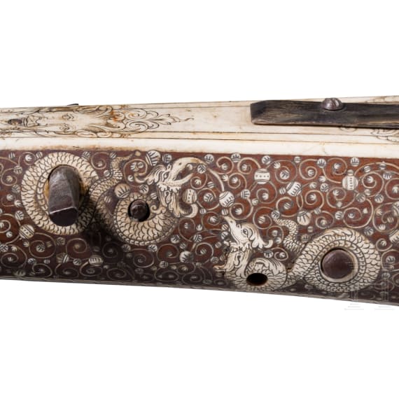 A heavy crossbow by Johann Gottfried H&auml;nisch the Elder (1696 - 1778), Dresden, dated 1717