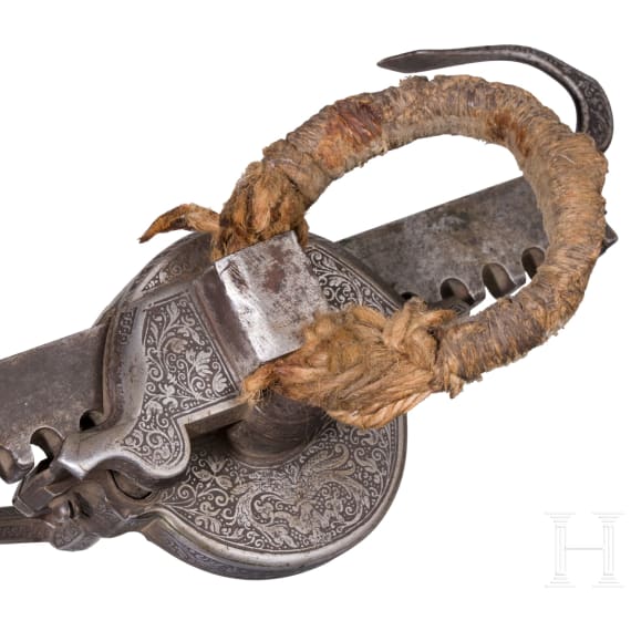 A lavishly etched Nuremberg Renaissance cranequin, dated 1589