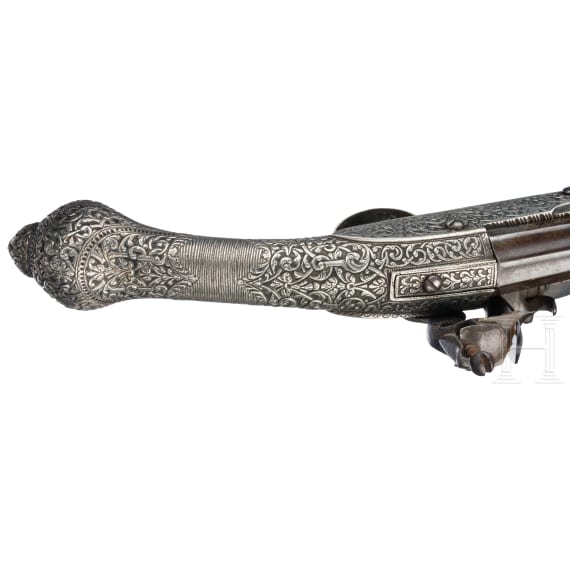 A fine Balkan-Turkish silver-stocked flintlock pistol, circa 1800