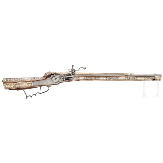 A South German wheelock gun with lavish bone inlays, circa 1640 and later