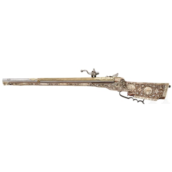 A South German wheelock gun with lavish bone inlays, circa 1640 and later