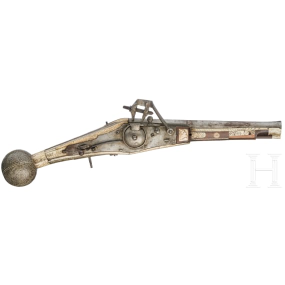 A fine pair of wheellock pistols (puffers) with lavish bone inlays, Suhl, circa 1570/80