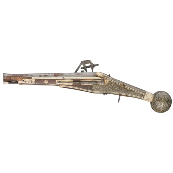 A fine pair of wheellock pistols (puffers) with lavish bone inlays, Suhl, circa 1570/80