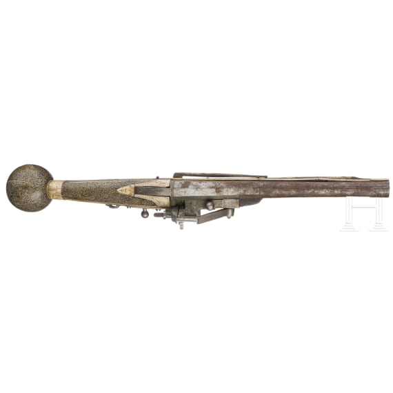 A fine pair of wheellock pistols (puffers) with lavish bone inlays, Suhl, circa 1570/80