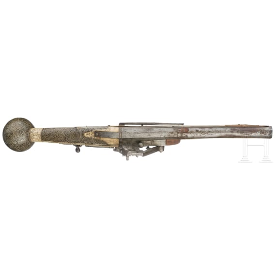A fine pair of wheellock pistols (puffers) with lavish bone inlays, Suhl, circa 1570/80