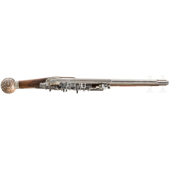 A double-barrelled wheellock puffer in the Saxon style of circa 1600, a modern handcrafted reproduction