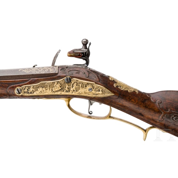 A deluxe flintlock carbine from the armoury of the Princes of Esterh&aacute;zy by Caspar Zellner of Vienna, circa 1720