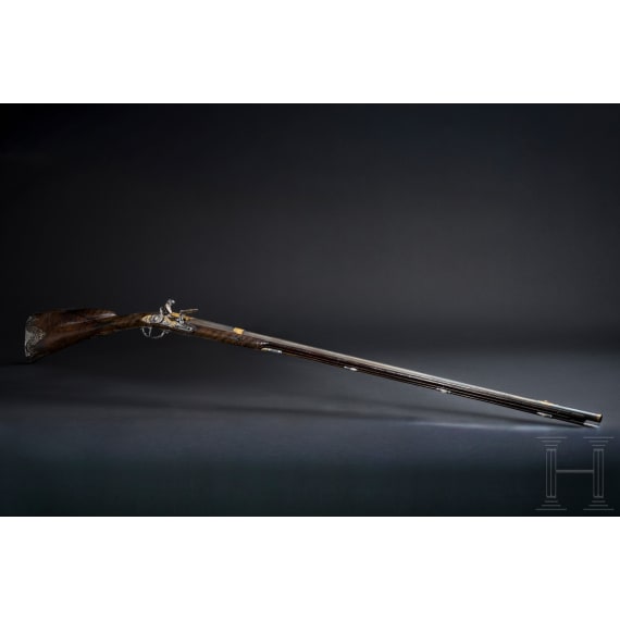 A distinguished French flintlock shotgun by Jean Baptiste Laroche, Arquebusier du Roi Louis XV, of Paris, circa 1750