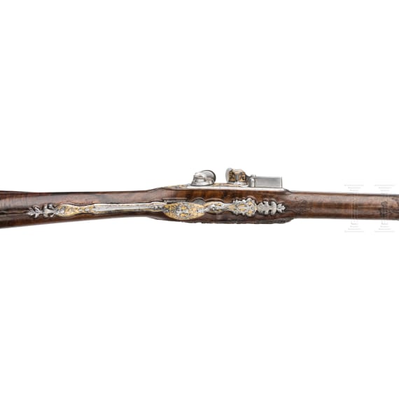 A distinguished French flintlock shotgun by Jean Baptiste Laroche, Arquebusier du Roi Louis XV, of Paris, circa 1750