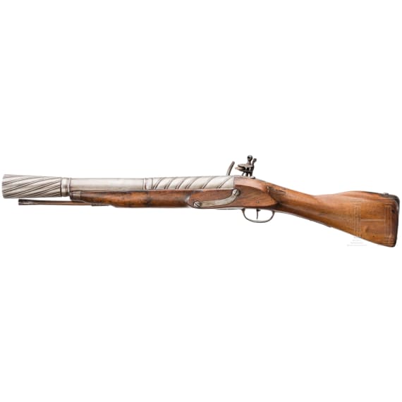 A heavy South German/Austrian flintlock rifle with a 16th century barrel, dated 1769