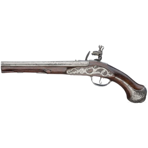 An iron-cut Mexican(?) flintlock pistol, circa 1730