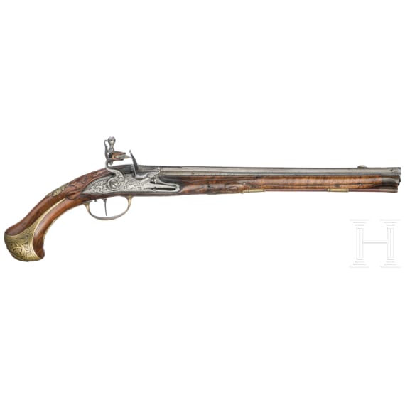 A princely German flintlock pistol by Johann Martin Felbert in Ravensburg, circa 1730