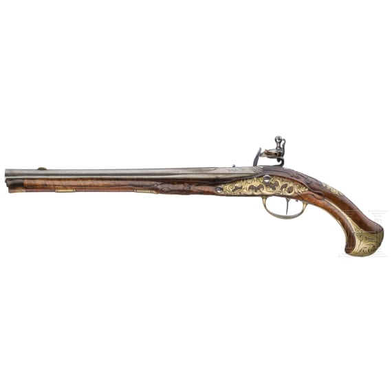 A princely German flintlock pistol by Johann Martin Felbert in Ravensburg, circa 1730