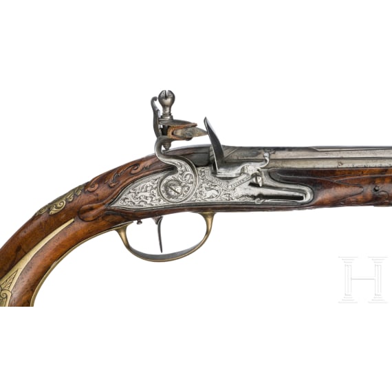 A princely German flintlock pistol by Johann Martin Felbert in Ravensburg, circa 1730