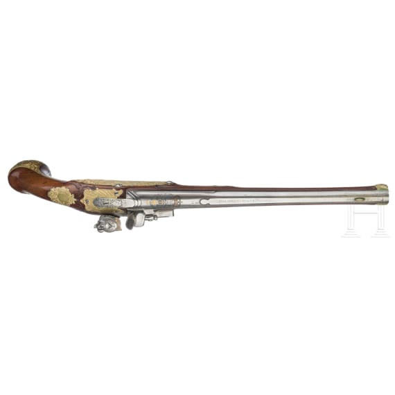 A fine flintlock pistol from the armoury of Elector Carl III. Philipp von der Pfalz by Johann Wagner in Kronach, circa 1730